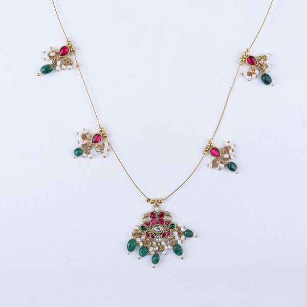 Close-up of 22K gold-plated fashion necklace showcasing intricate detailing, fine craftsmanship, and rich 22K gold plating