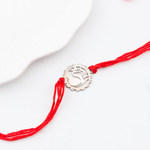 Silver Laser cut Rakhi