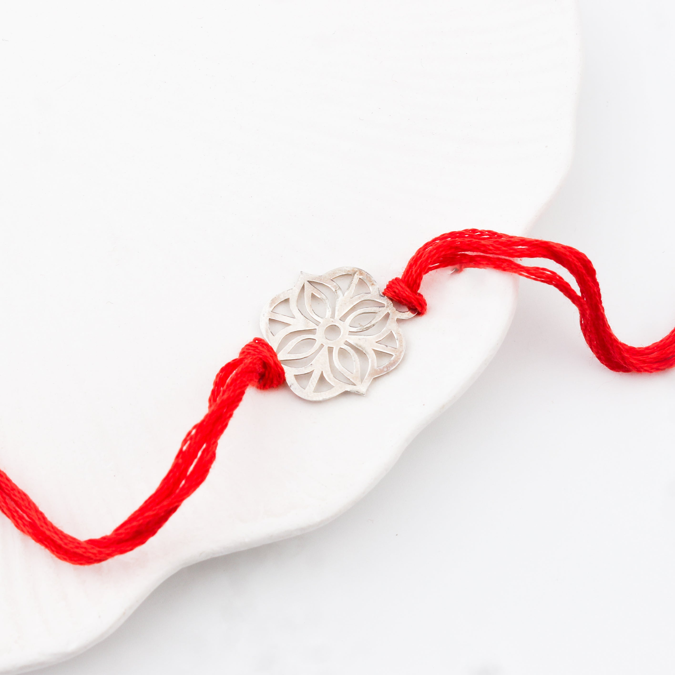 Silver Laser cut Rakhi