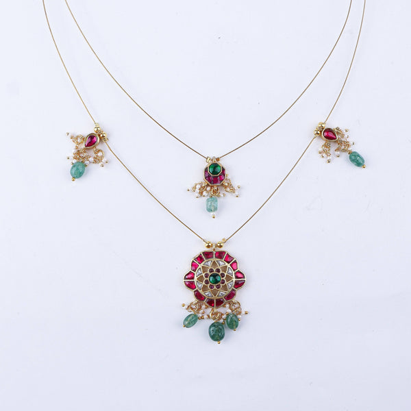 Close-up of a 22K gold-plated fashion necklace showcasing intricate detailing, fine craftsmanship, and rich 22K gold plating