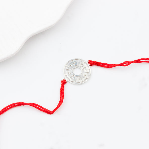 Silver Laser Cut Abstract Filigree Rakhi