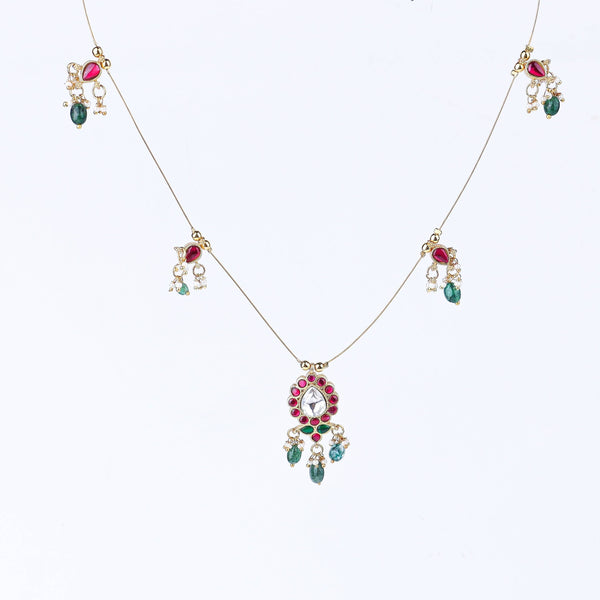 22K Gold Plated Fashion Necklace front view featuring an elegant design and premium 22K gold-plated finish