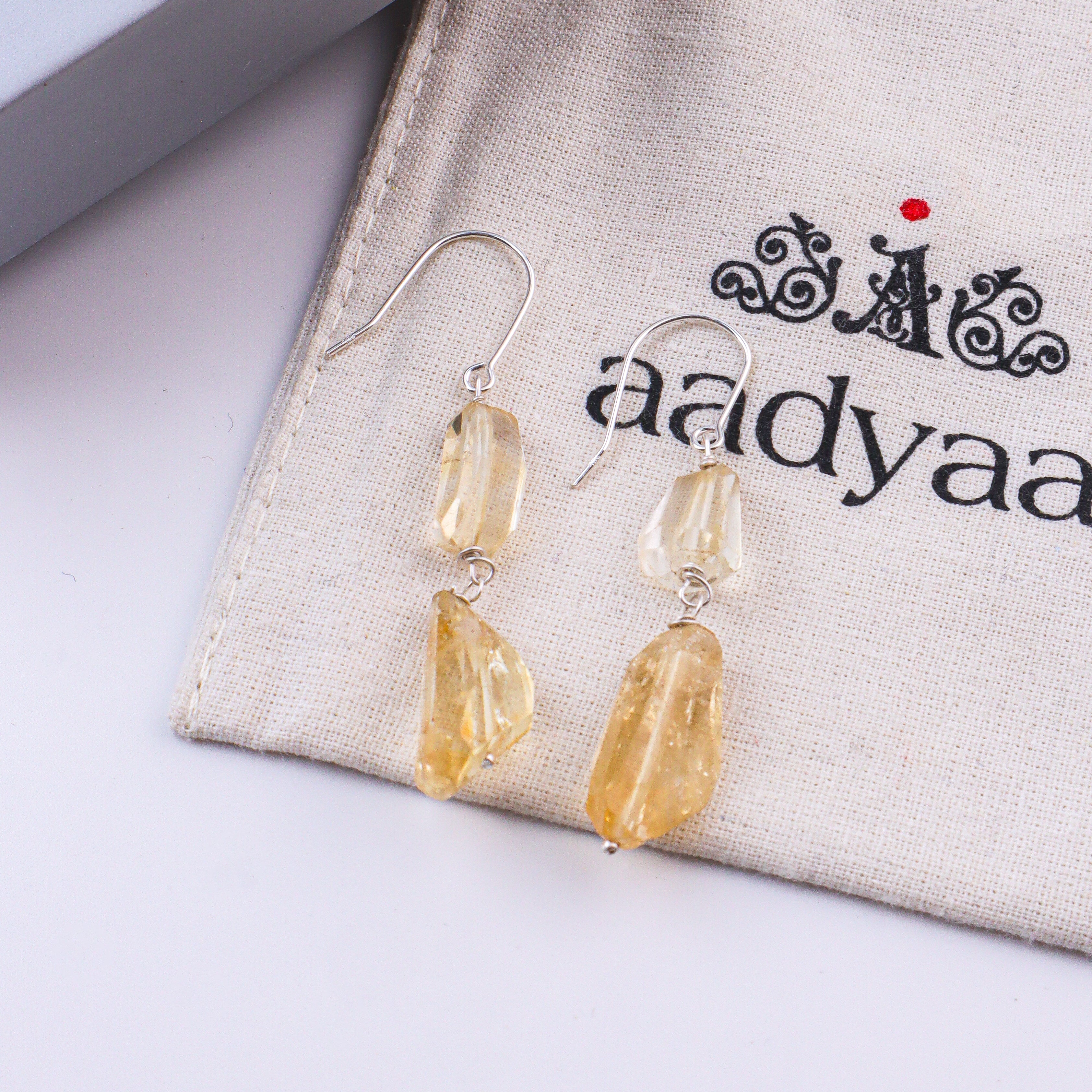 Citrine Silver Earrings (Project Handmade)