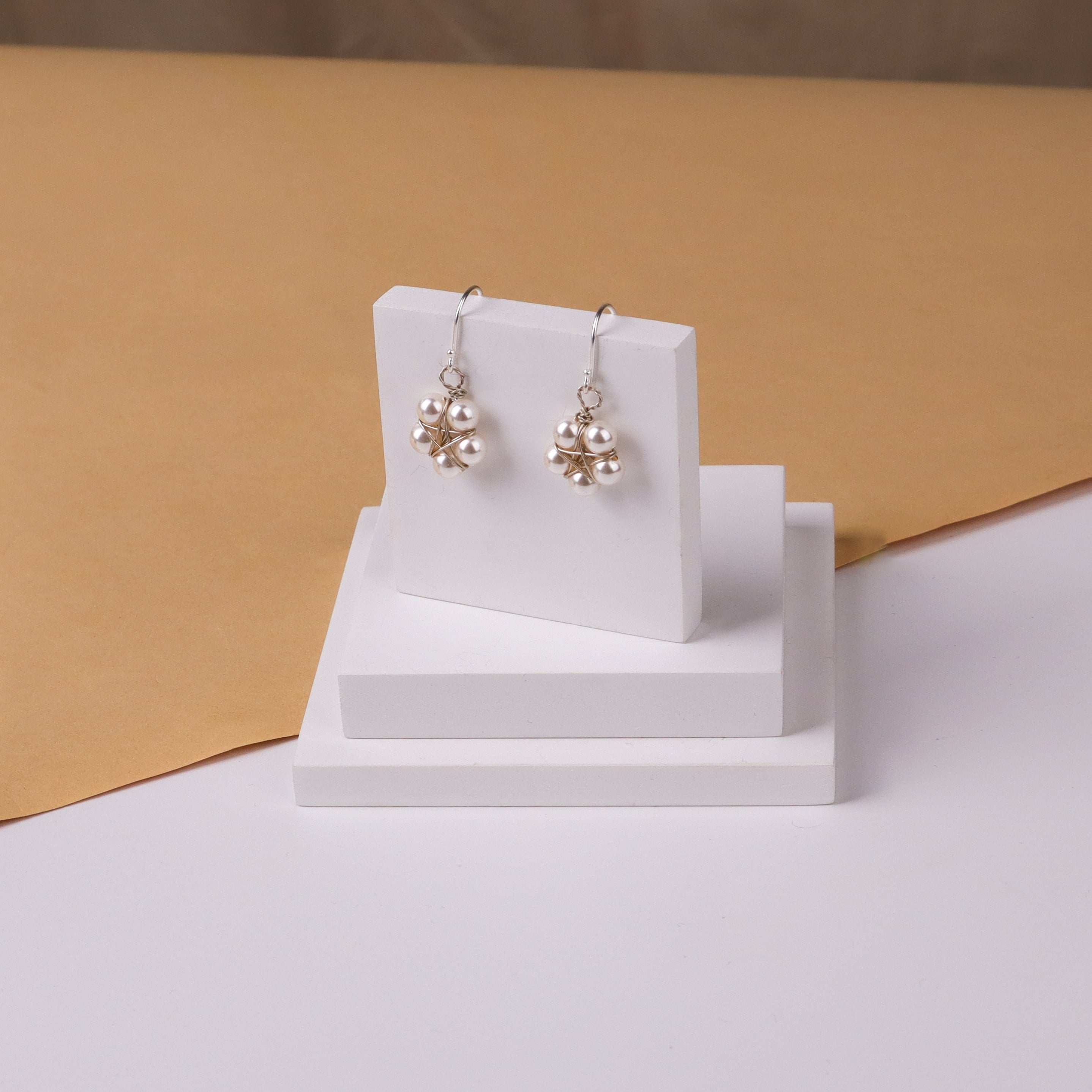 Silver Handmade Pearl Flower Earring