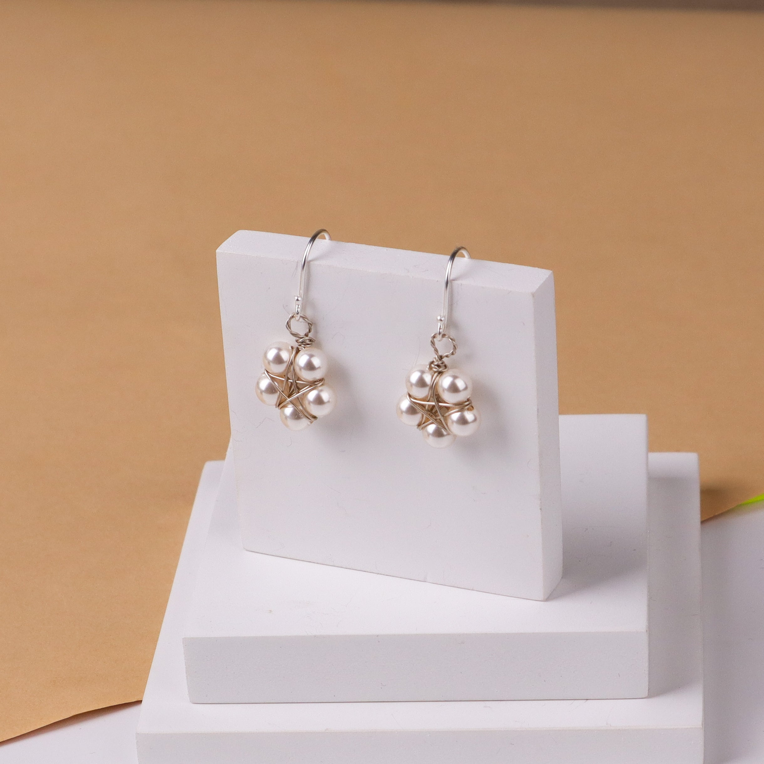 Silver Handmade Pearl Flower Earring