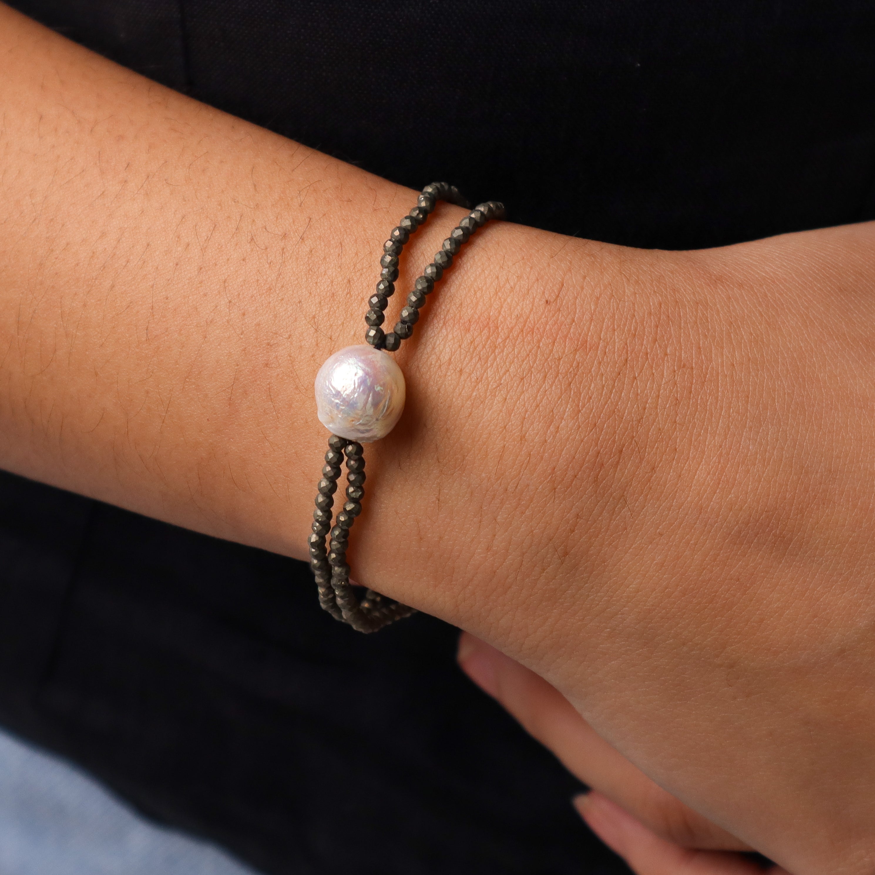 Pyrite & Pearl Bracelet