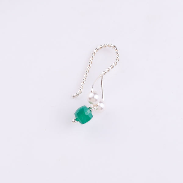Silver Bhikbali with Square Green Onyx (Clip-On)