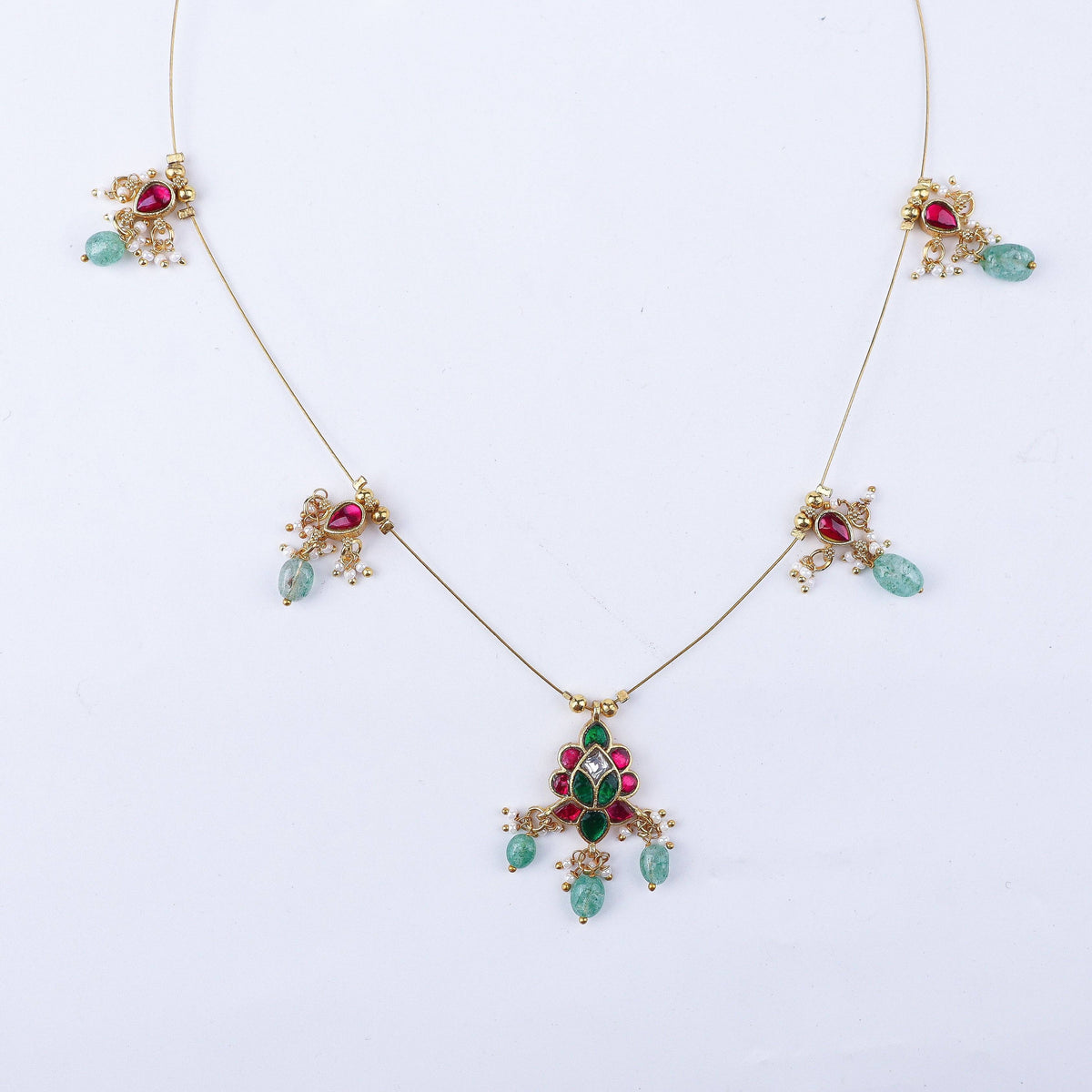 Close-up of 22K gold-plated fashion necklace showcasing intricate detailing, fine craftsmanship, and rich 22K gold plating