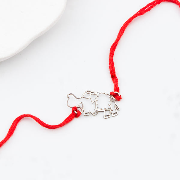 Silver Laser Cut Evil Eye Heart Rakhi