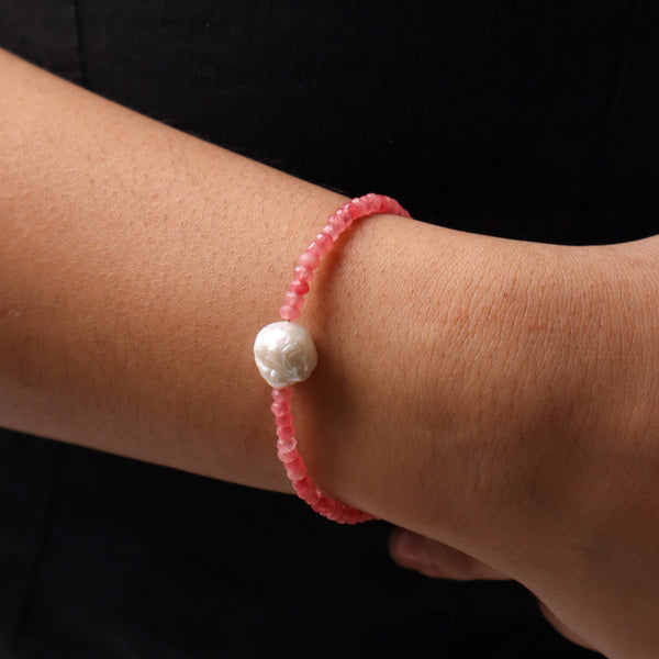 Pink Jade & Pearl Bracelet