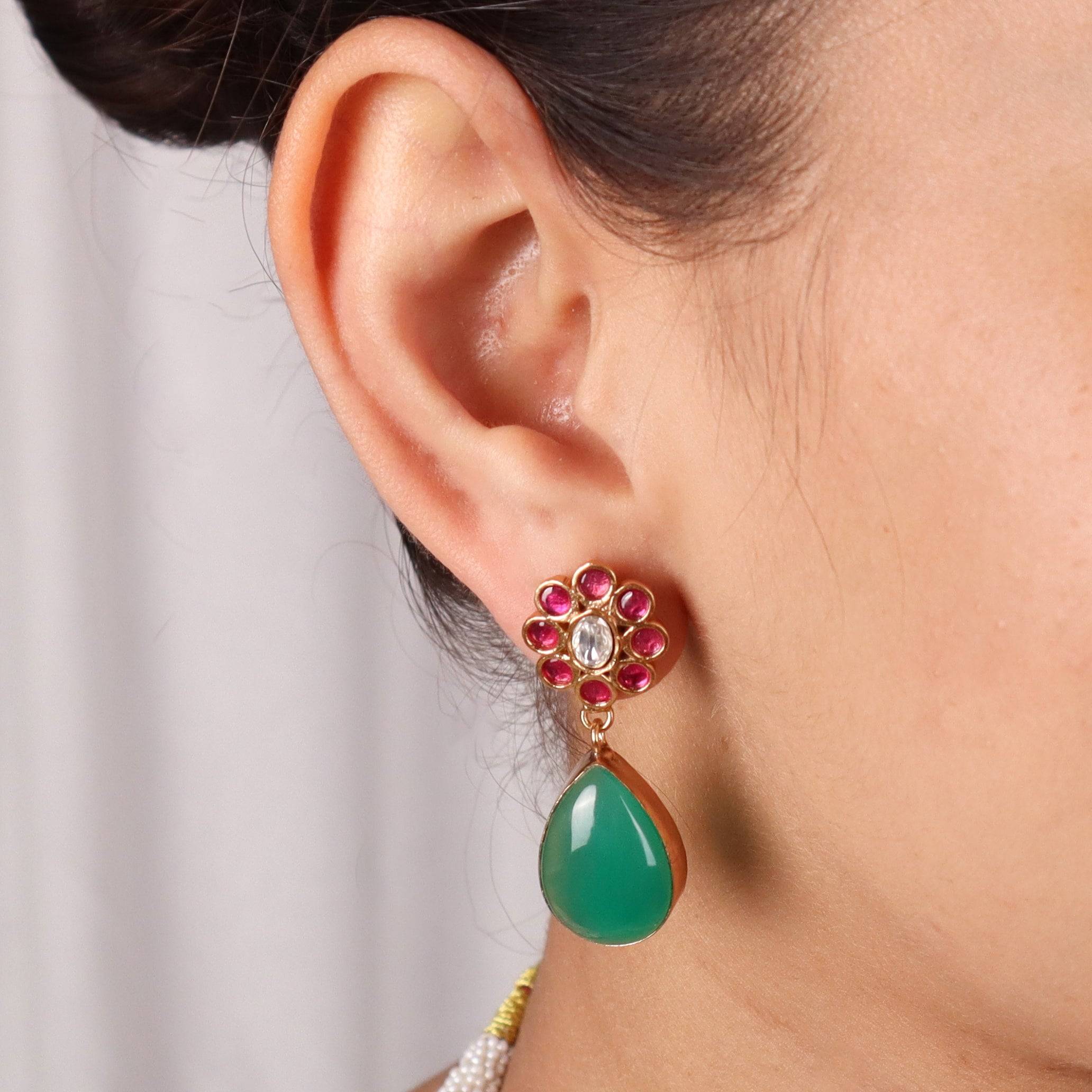 Model wearing 22K Gold Plated Fashion Set for a sophisticated and elegant jewellery look
