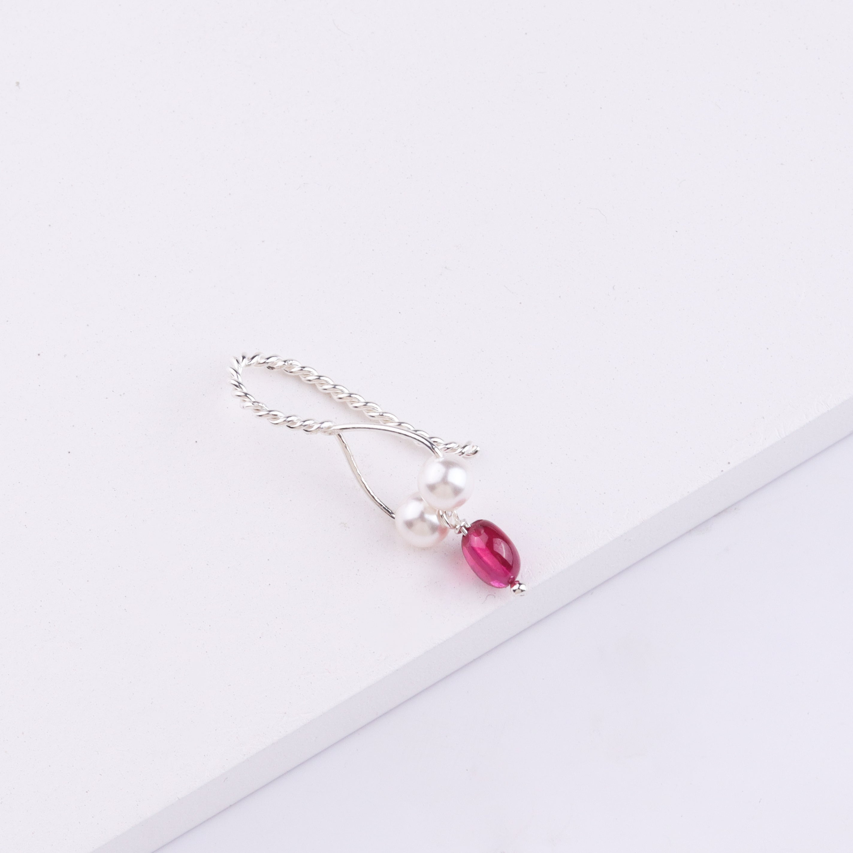 Silver Bhikbali with Ruby (Clip-On)