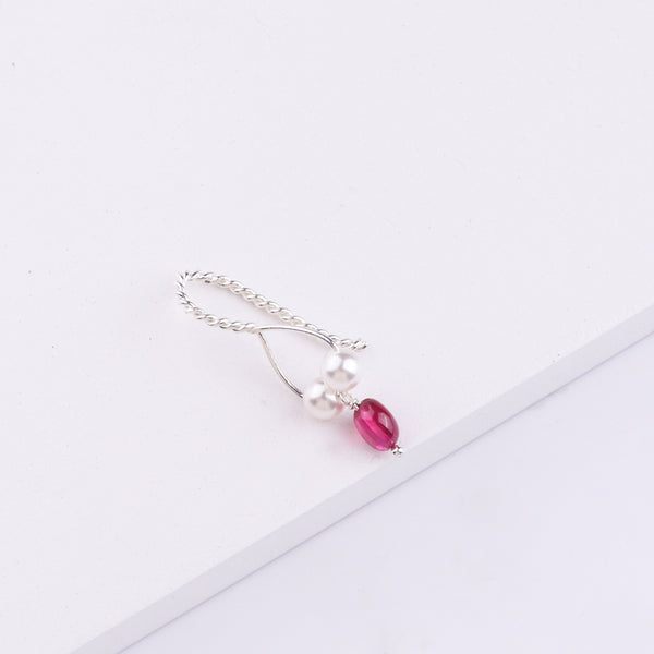 Silver Bhikbali with Ruby (Clip-On)