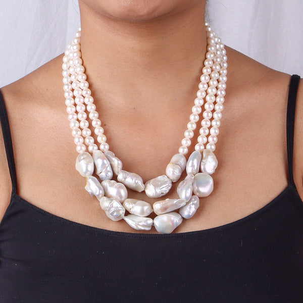 Luxe Necklace - Baroque & Fresh Water Pearls