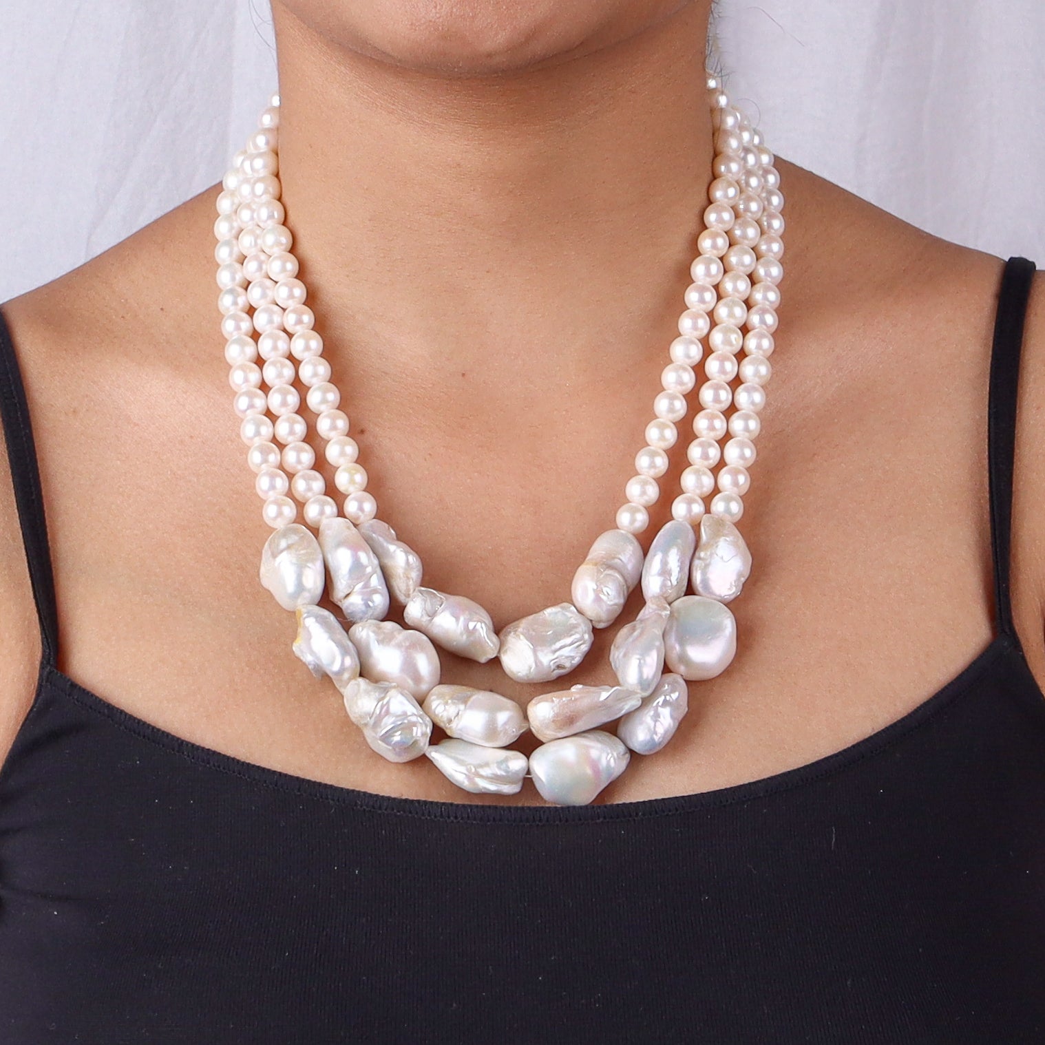 Luxe Necklace - Baroque & Fresh Water Pearls