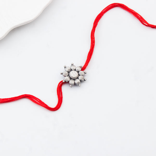 Handcrafted Silver Rakhi/Pendant: Big Flower