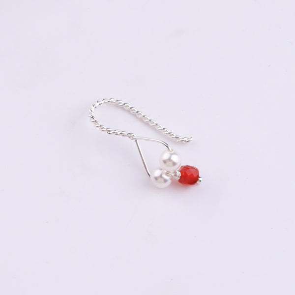 Silver Bhikbali with Carnelian (Clip-On)