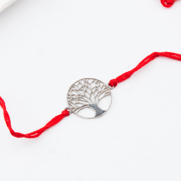 Silver Laser Cut Kalpavriksha Rakhi
