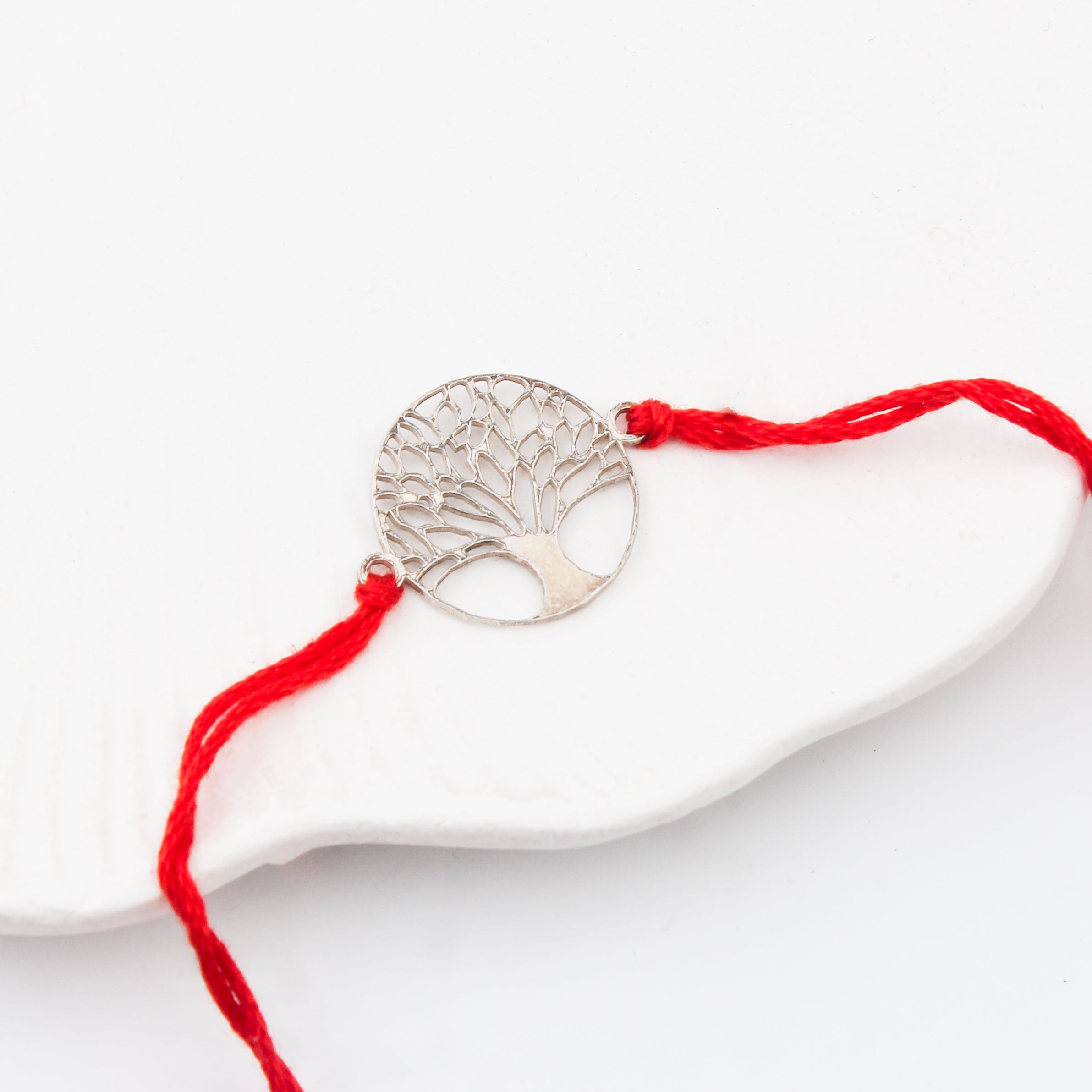 Silver Laser Cut Kalpavriksha Rakhi