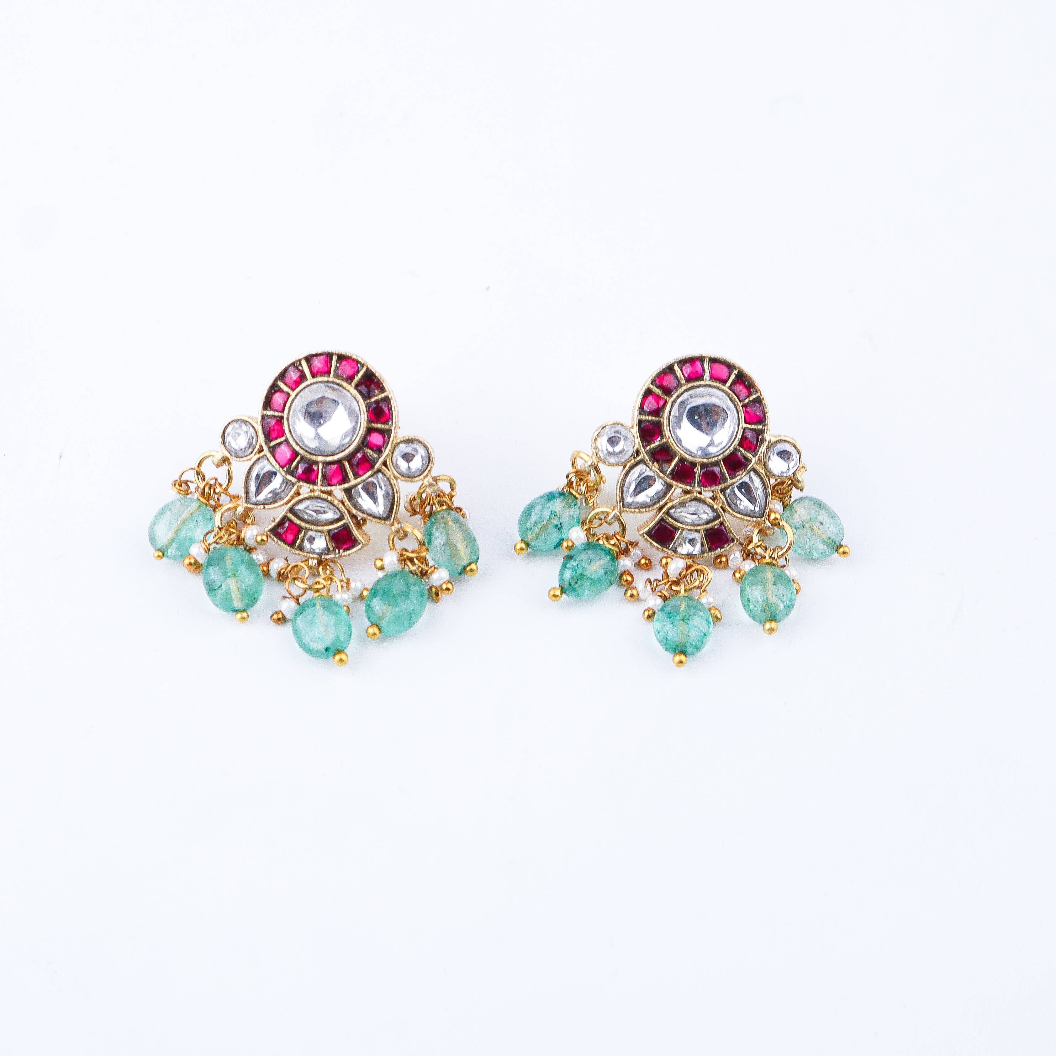 Angled view of 22K gold-plated fashion Set highlighting the coordinated design, elegant structure, and polished gold finish