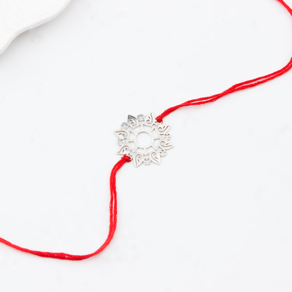 Silver Laser Cut Abstract Rakhi