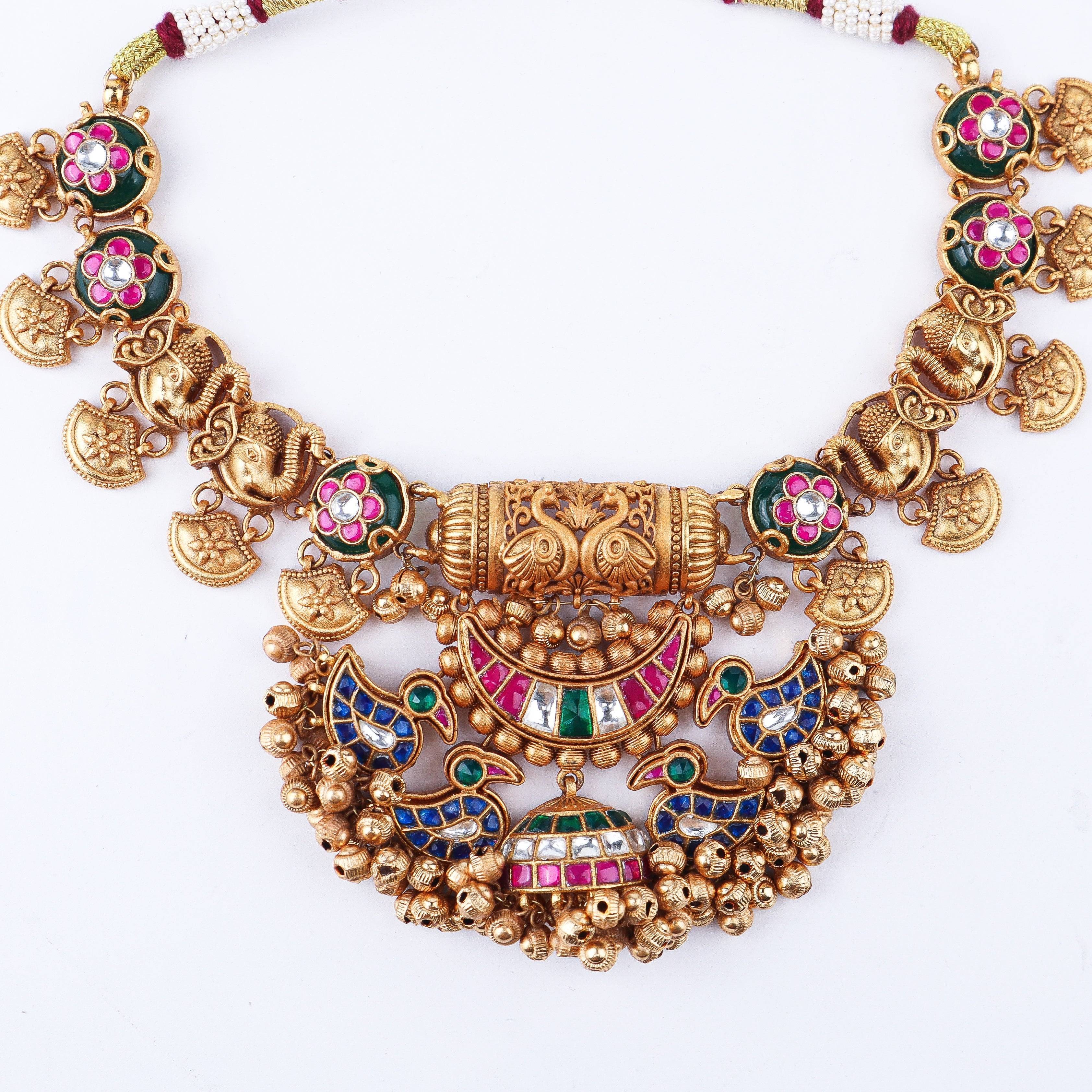 Close-up of 22K Gold-Plated Fashion Set showcasing intricate detailing, fine craftsmanship, and rich 22K gold plating