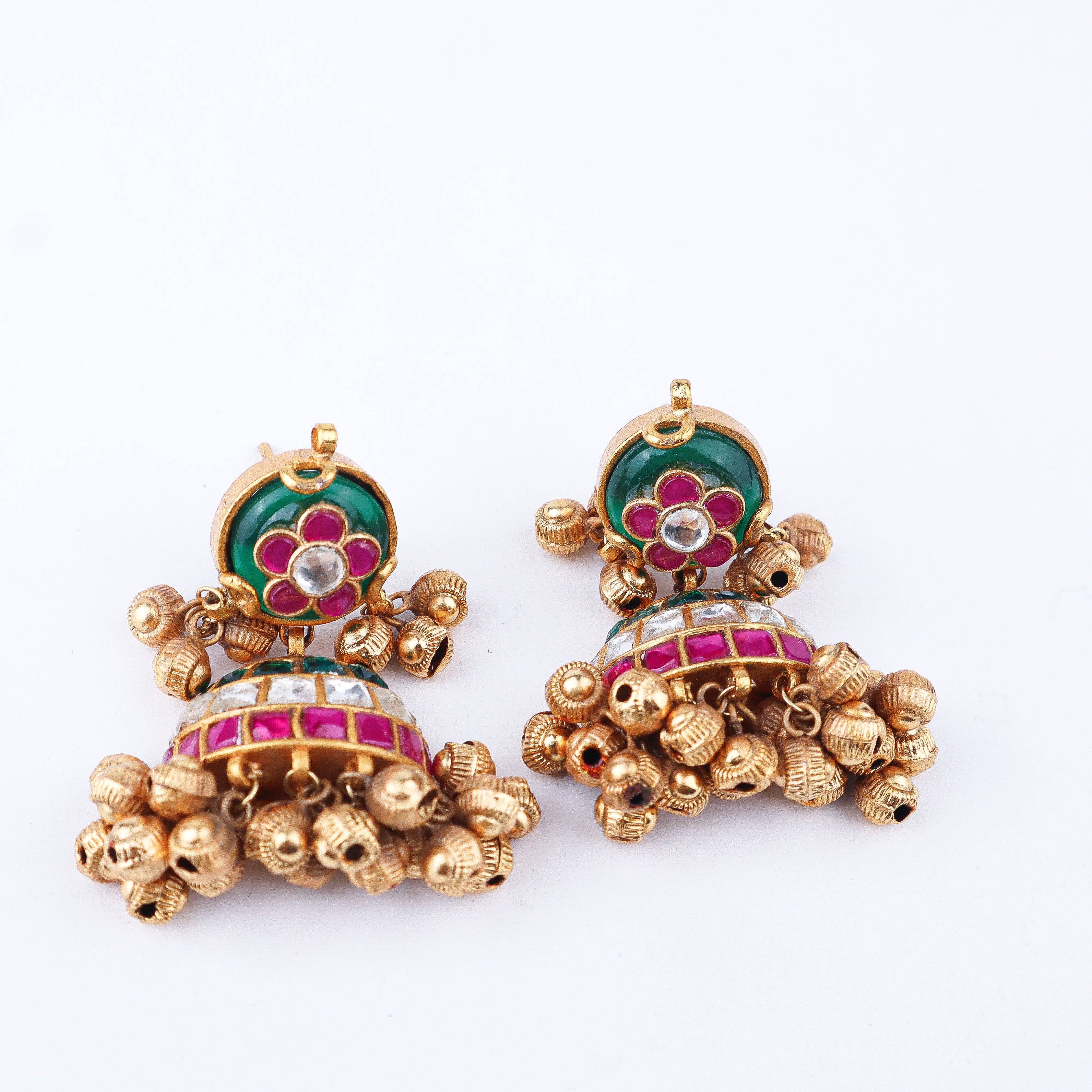 Angled view of 22K Gold Plated Fashion Set highlighting the coordinated design, elegant structure, and polished gold finish