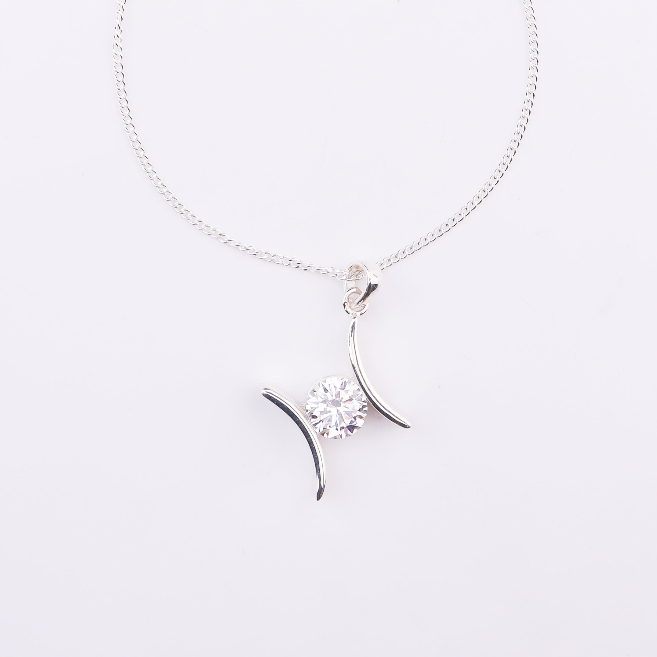 Silver Solitaire Pendant