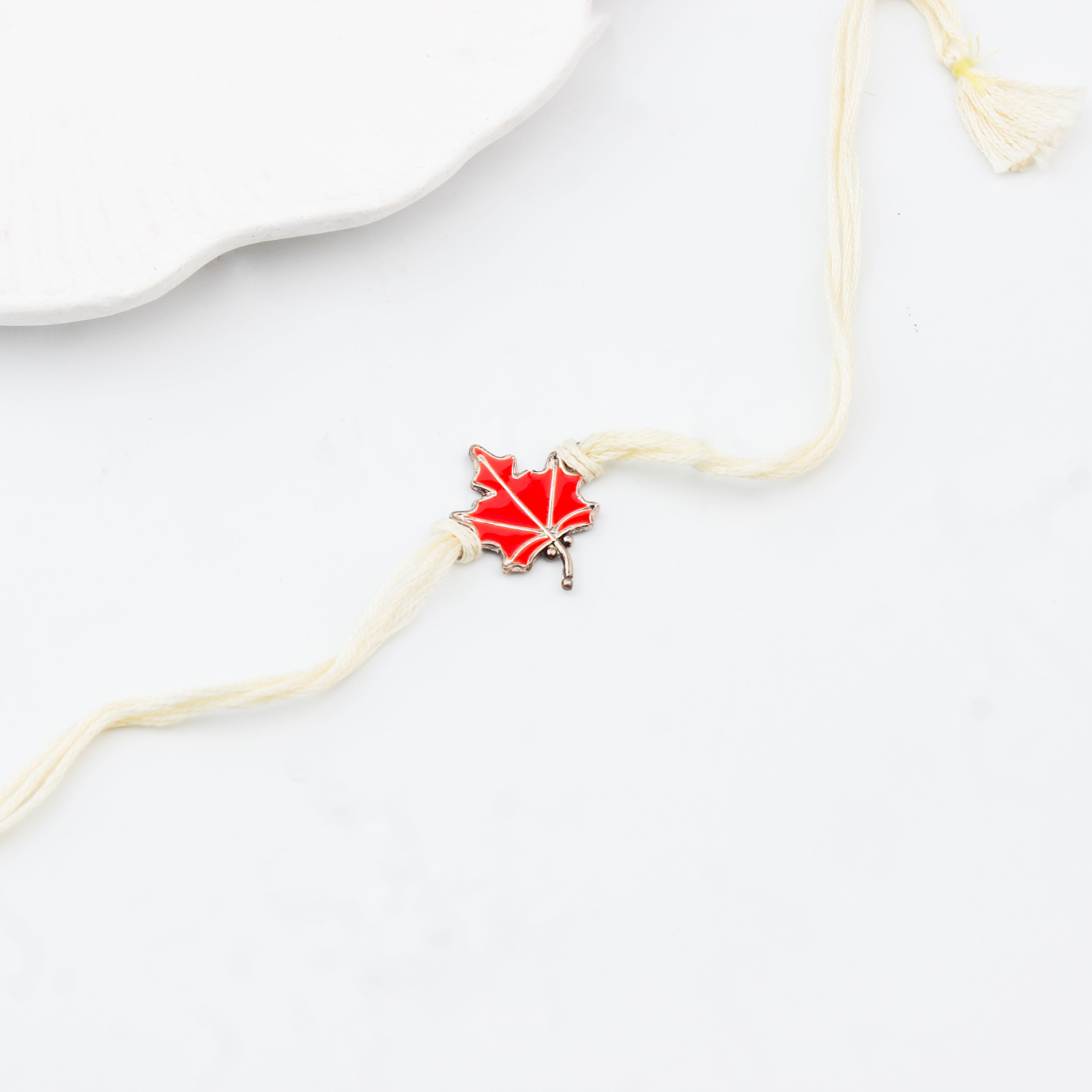 Silver Meenakari Leaf Rakhi
