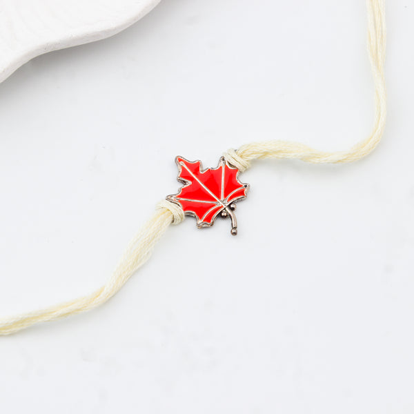 Silver Meenakari Leaf Rakhi