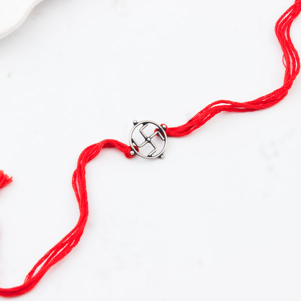 Silver Swastik Rakhi/Pendant: Small