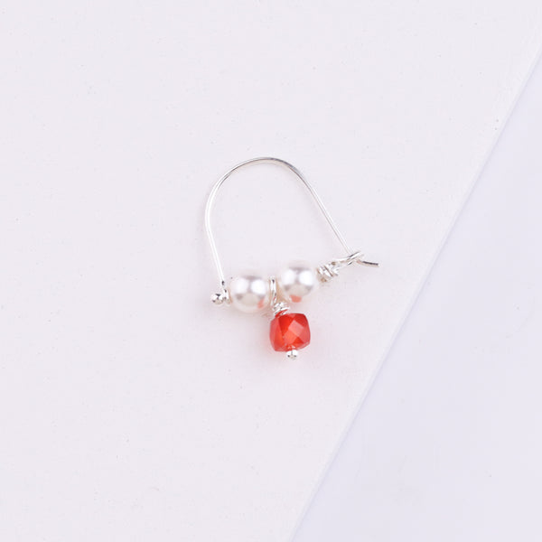 Silver Bhikbali with Carnelian (Pierced)