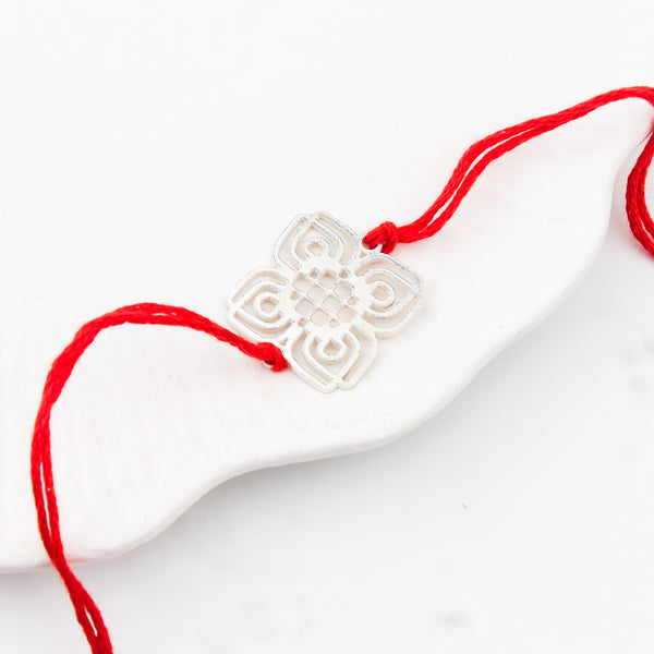 Silver Laser Cut Nakshi Rakhi