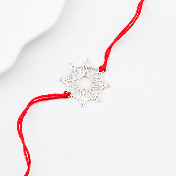 Silver Laser Cut Snowflake Rakhi
