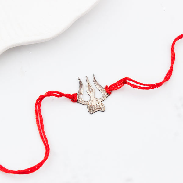 Silver Laser Cut Trishul Rakhi
