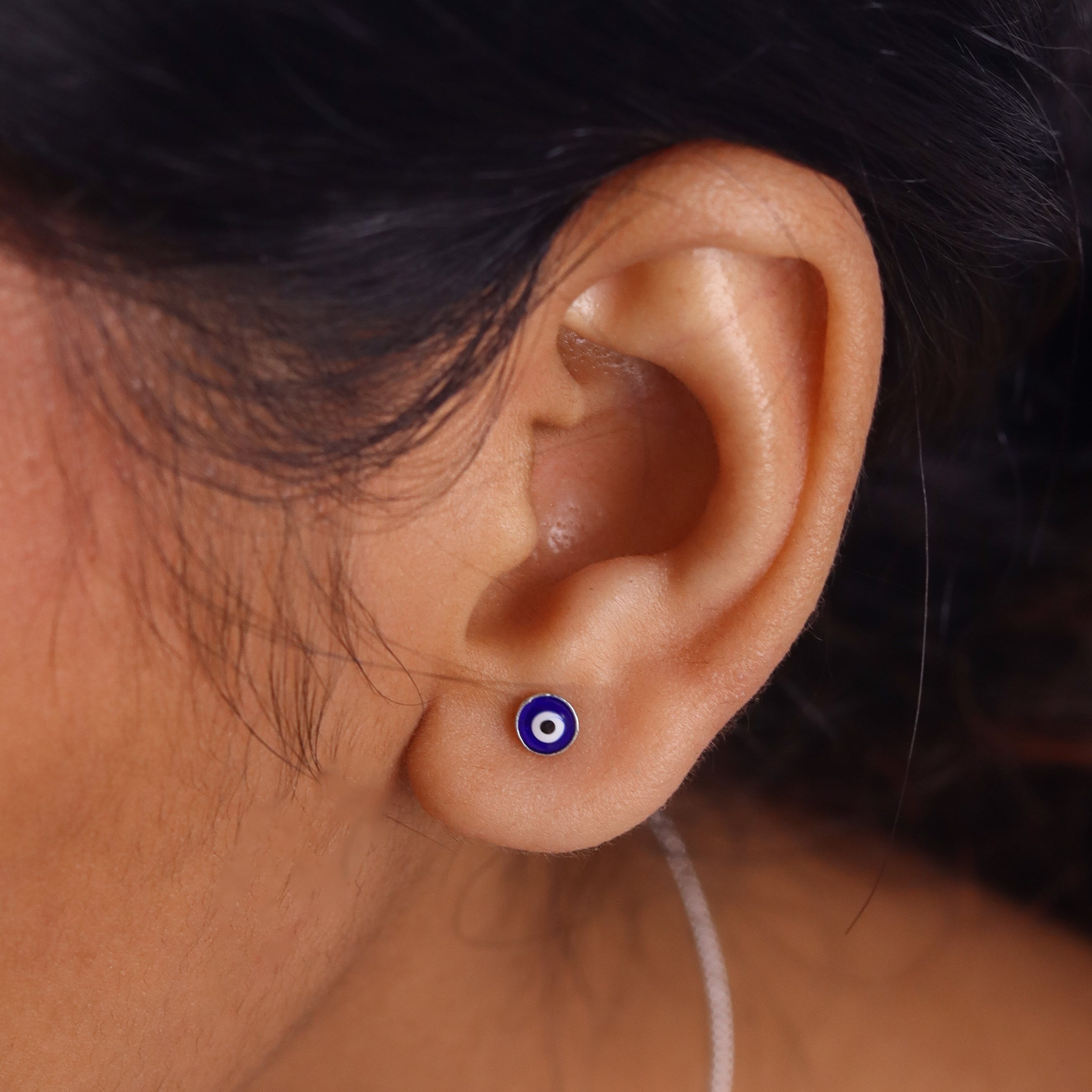 Sliver Evil Eye Stud Earrings