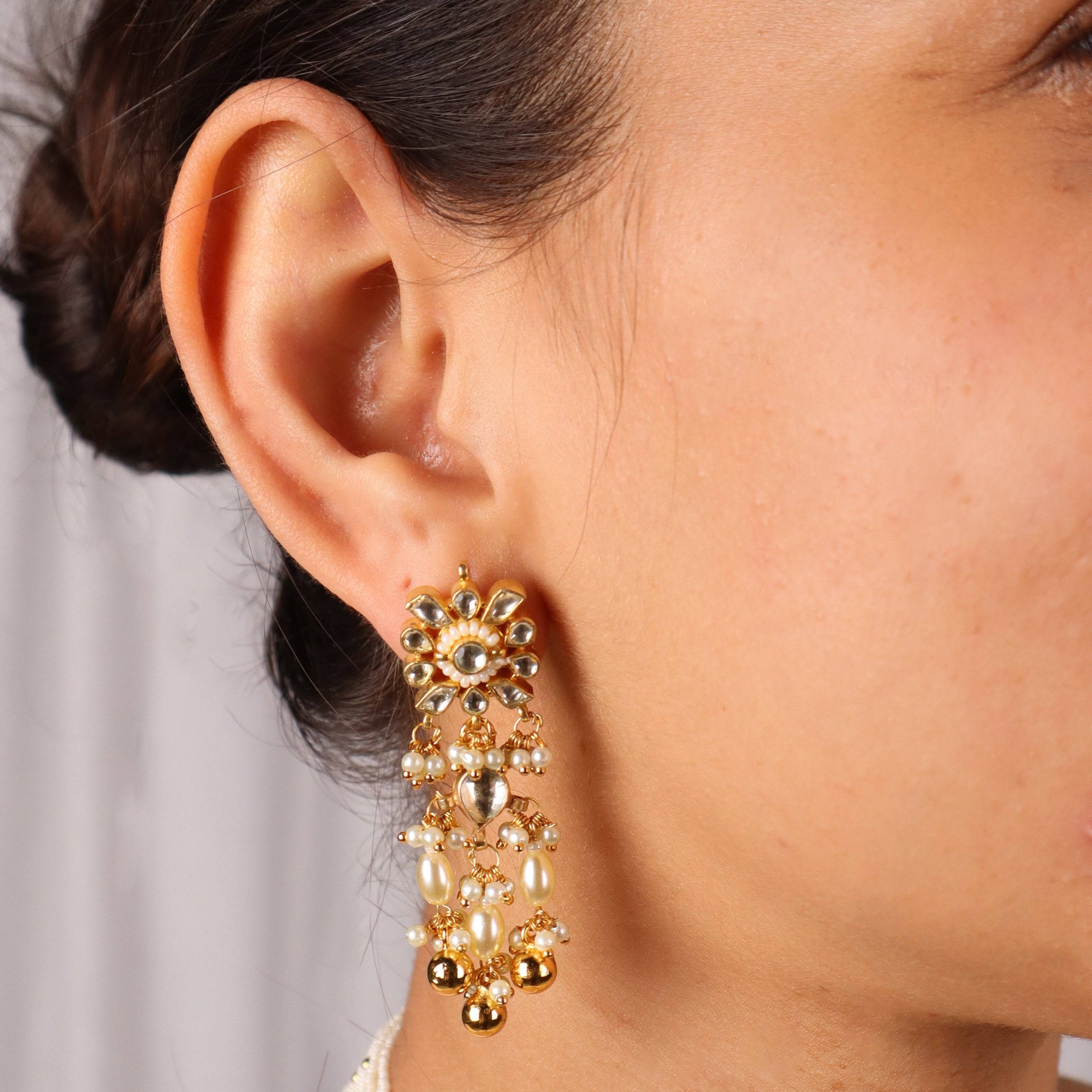 Model wearing 22K Gold Plated Fashion Set for a sophisticated and elegant jewellery look