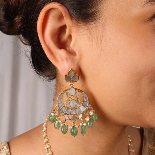 Model wearing 22K gold-plated fashion Set for a sophisticated and elegant jewelry look