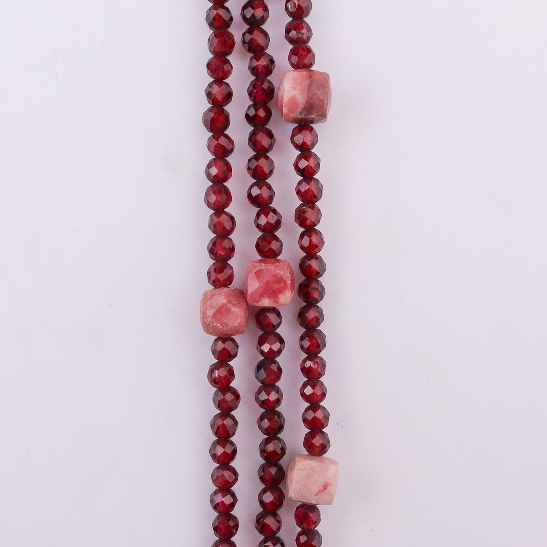 3 Layer Galaxy Necklace - Garnet & Pink Opal