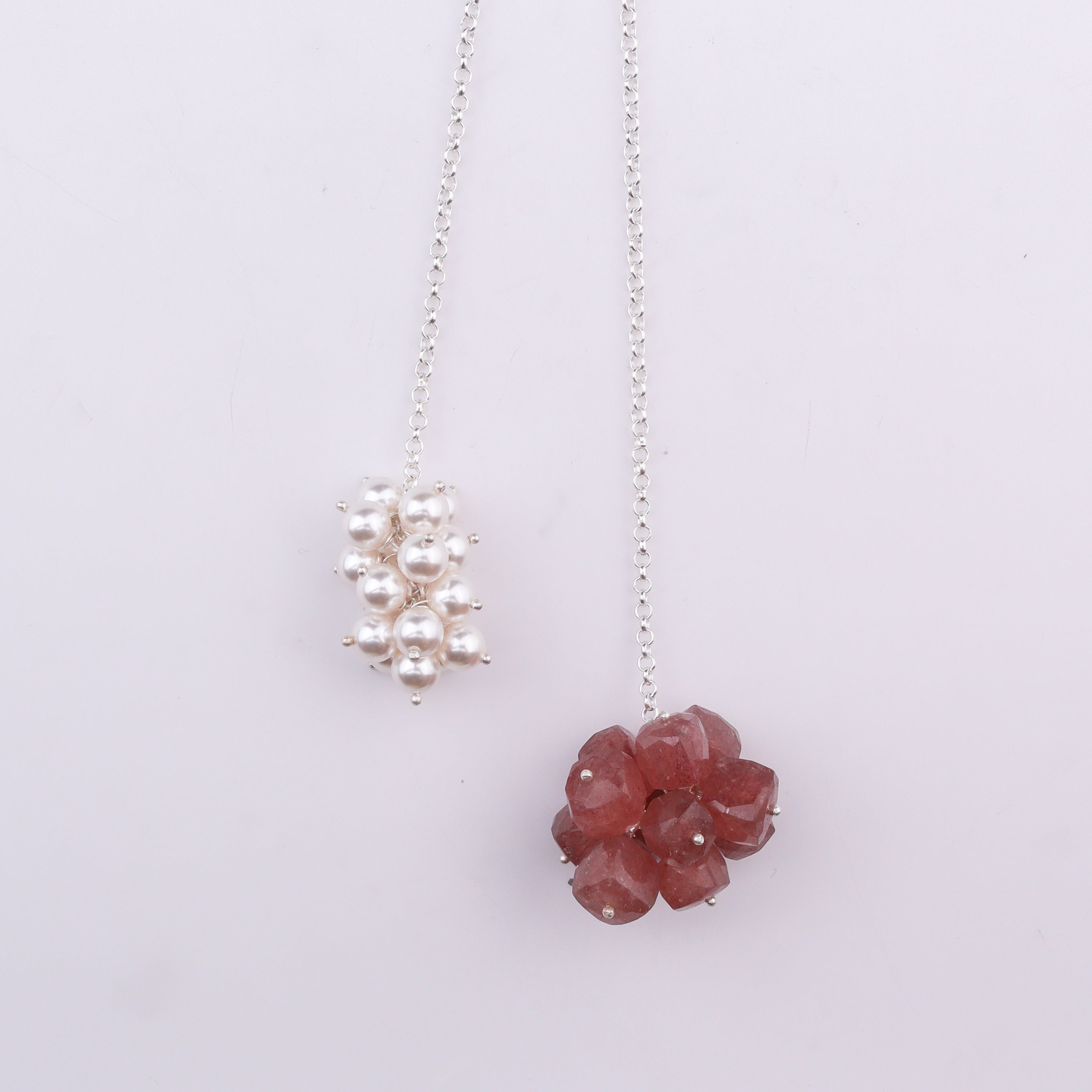 Tie & Wear Necklace - Strawberry Quartz & Pearls