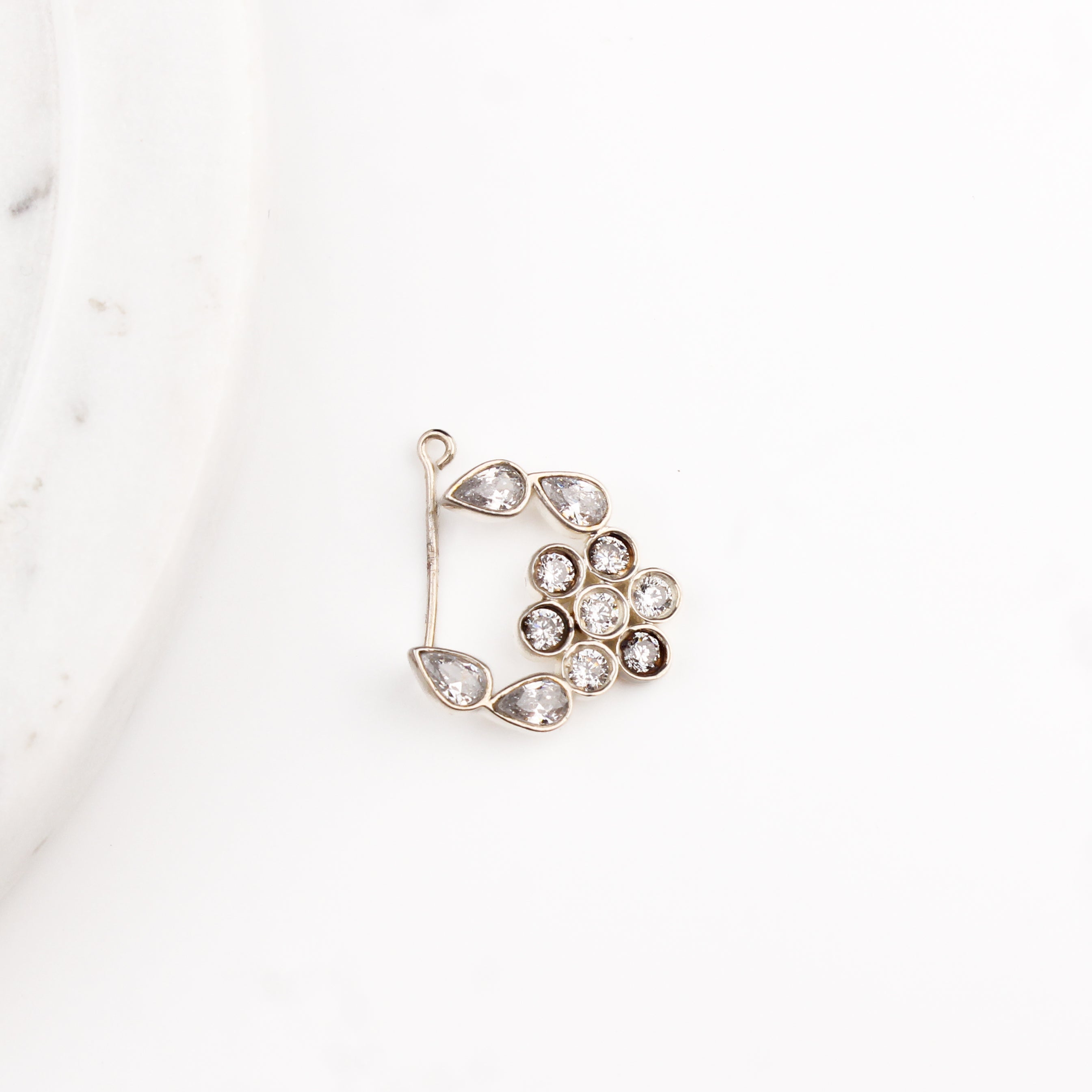 Silver Nath Floral (Left, Clip on) | CZ | 92.5 Silver