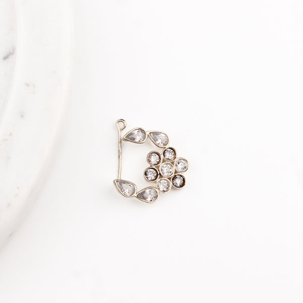 Silver Nath Floral (Left, Clip on) | CZ | 92.5 Silver