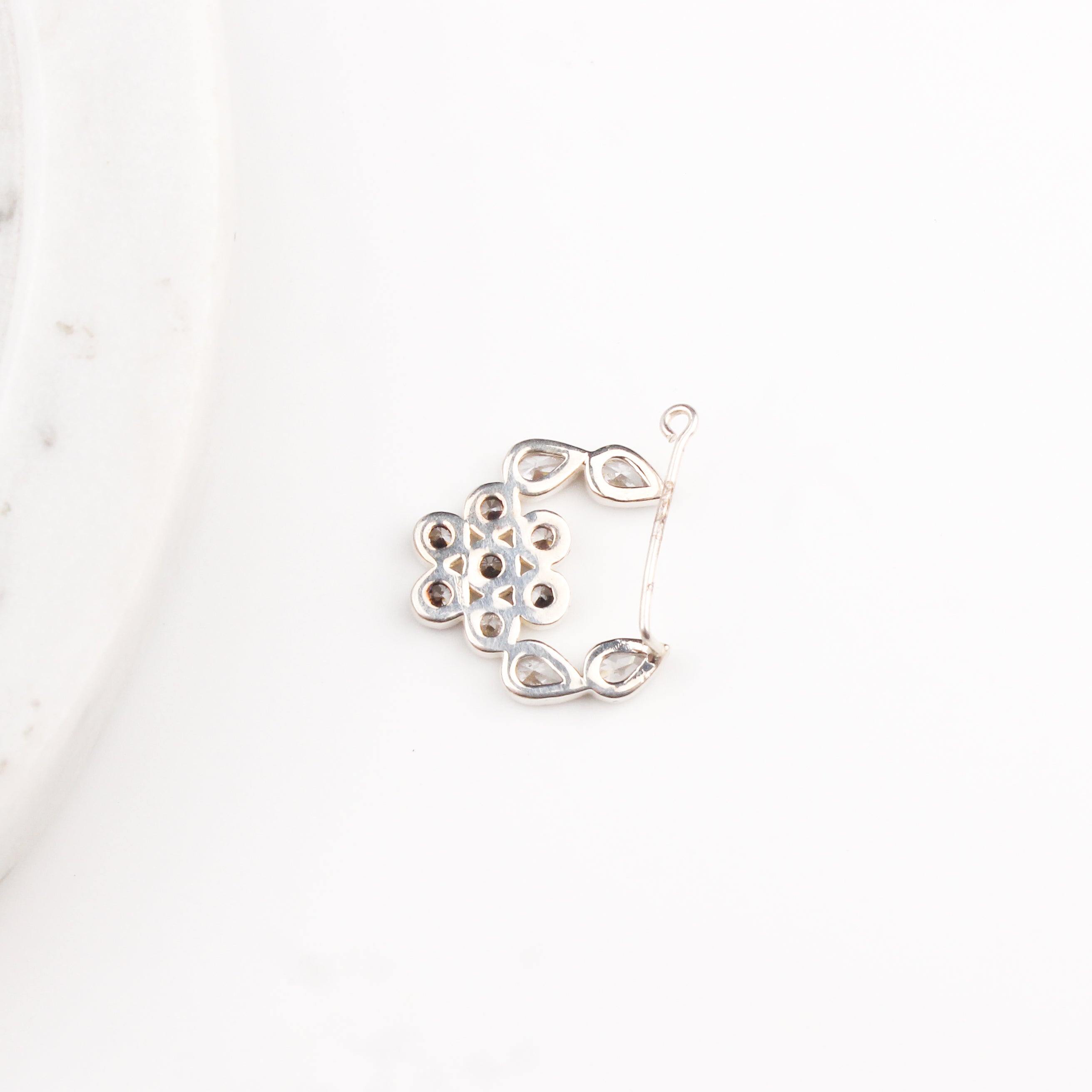 Silver Nath Floral (Left, Clip on) | CZ | 92.5 Silver