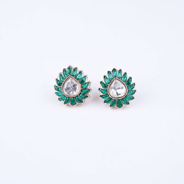 Close-up of 22K gold-plated fashion earring showcasing intricate detailing, fine craftsmanship, and rich 22K gold plating
