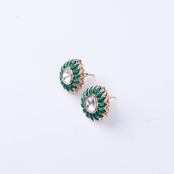 Angled view of 22K gold-plated fashion earring highlighting its elegant silhouette, unique structure, and polished gold finish