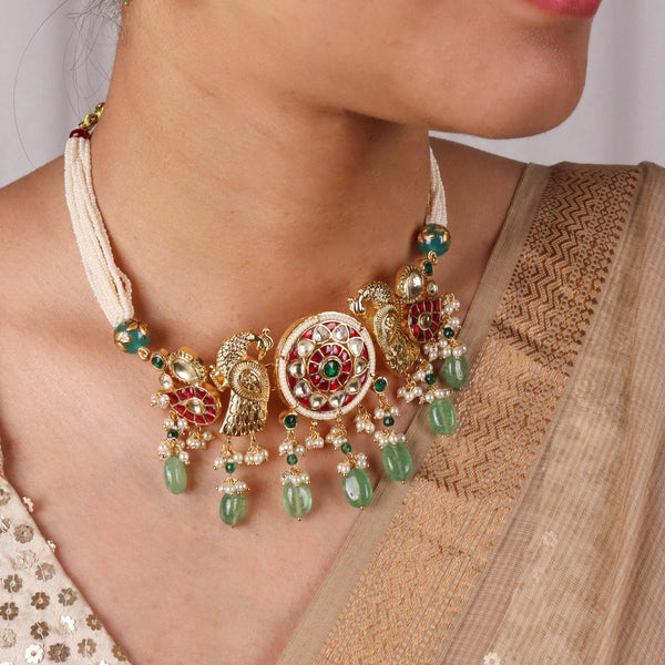 Model wearing 22K Gold Plated Fashion Set for a sophisticated and elegant jewellery look
