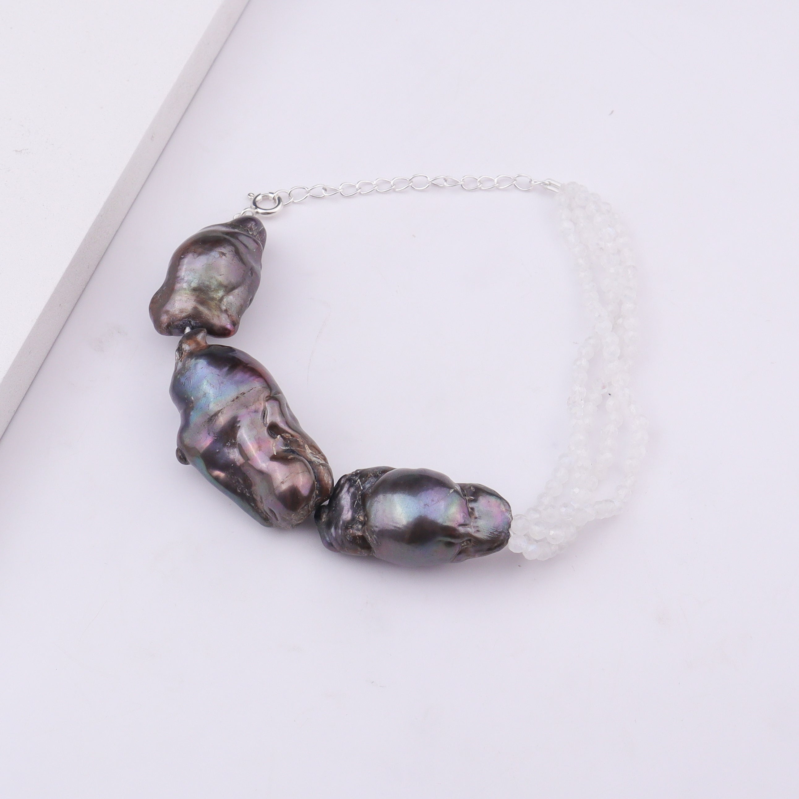 Half & Half Bracelet - Semiprecious Stones & Baroque Pearls