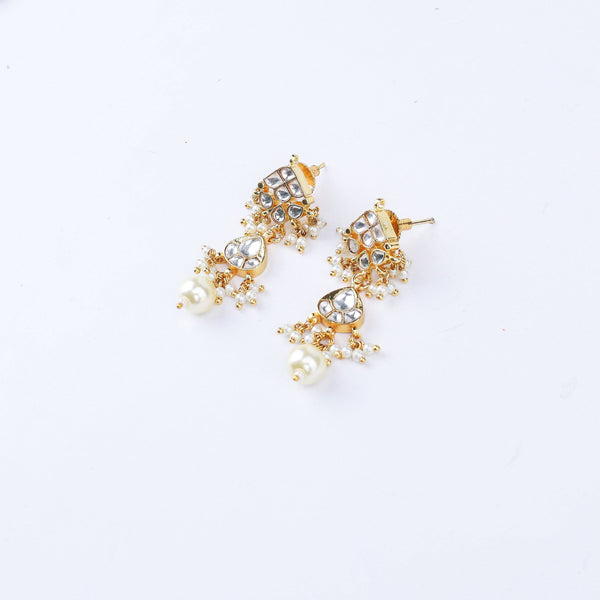 Close-up of 22K gold-plated fashion earring showcasing intricate detailing, fine craftsmanship, and rich 22K gold plating