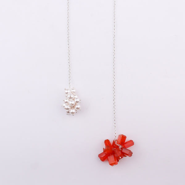 Tie & Wear Necklace - Carnelian Stones & Pearls