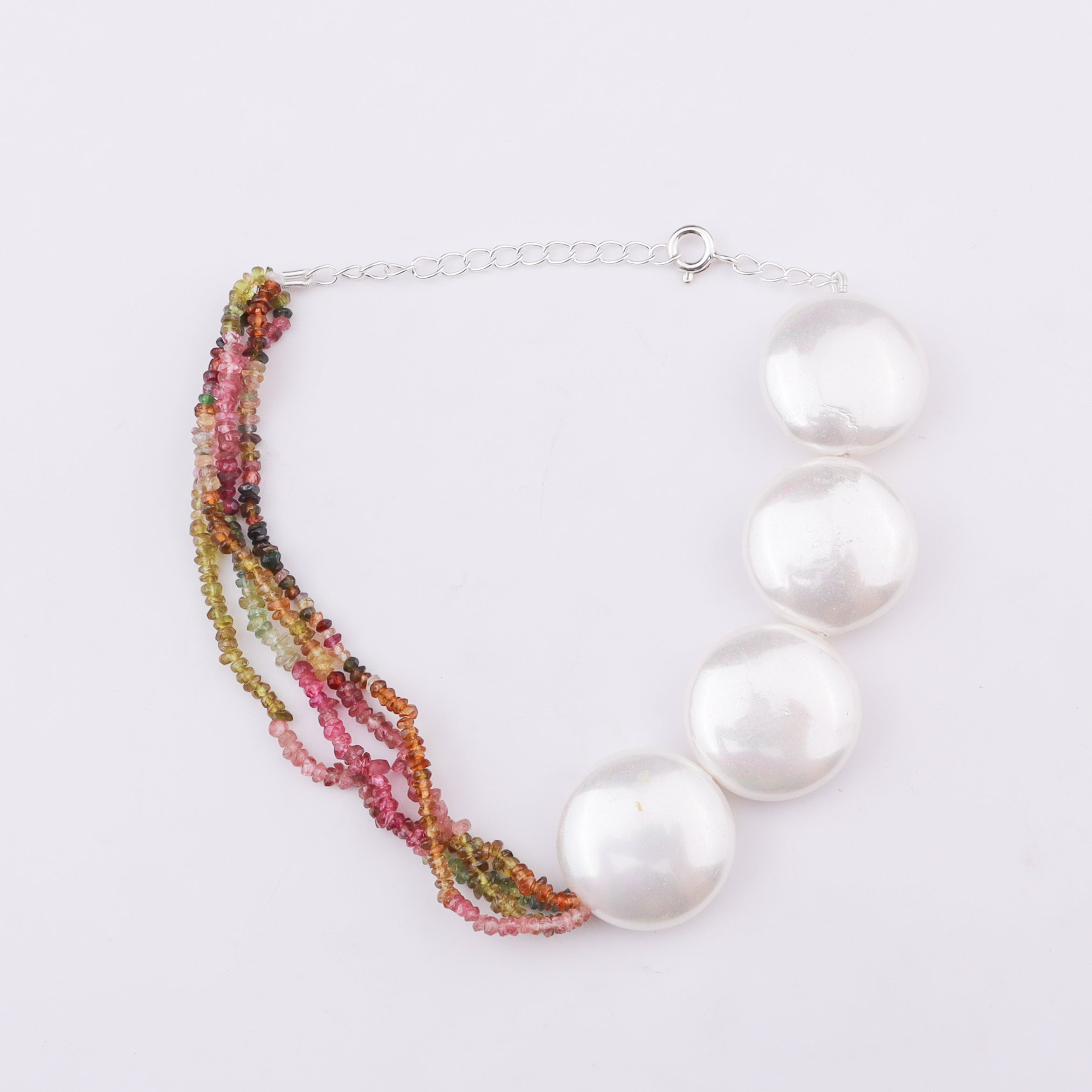 Half & Half Bracelet - Tourmaline & Coin Pearls